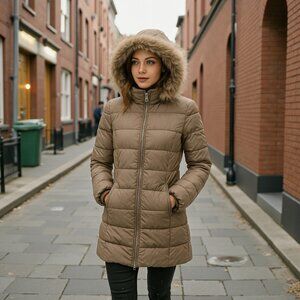 PHARD Italy Long Puffer Coat w/ Real Fur Hood – Size M